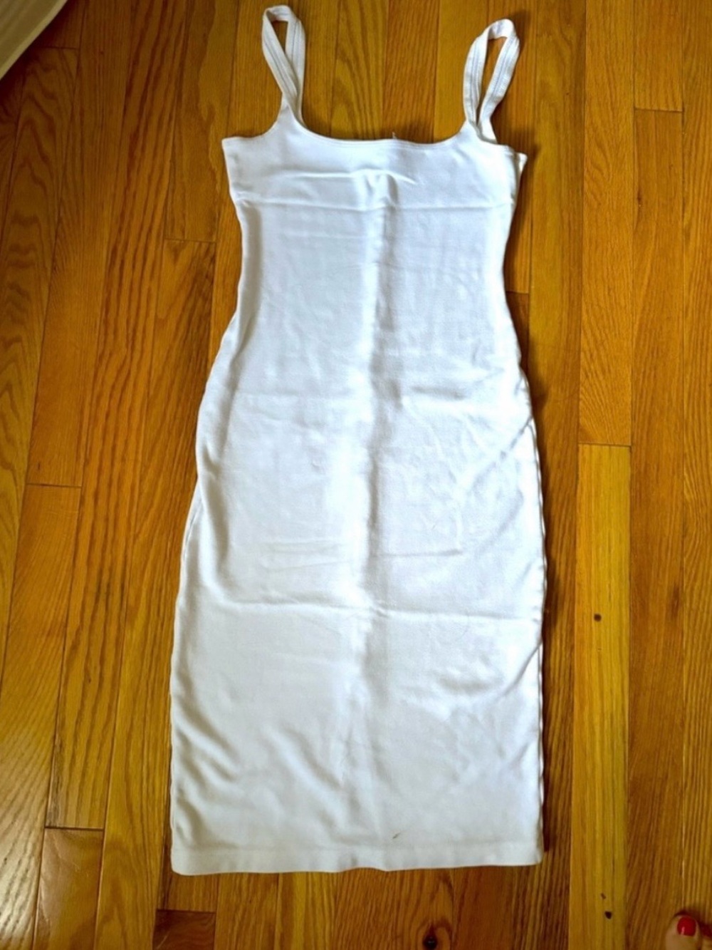 American Apparel White Ribbed Tank Midi Dress